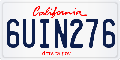 CA license plate 6UIN276