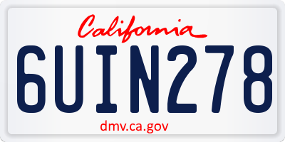 CA license plate 6UIN278