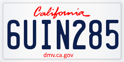 CA license plate 6UIN285