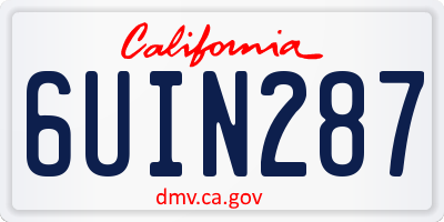CA license plate 6UIN287