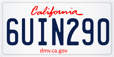 CA license plate 6UIN290