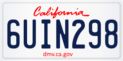 CA license plate 6UIN298