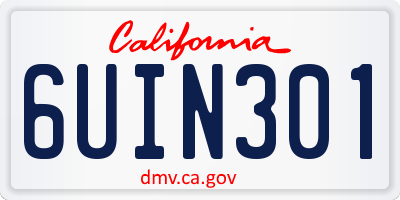 CA license plate 6UIN301