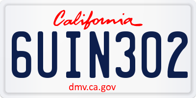CA license plate 6UIN302