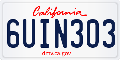 CA license plate 6UIN303