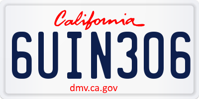 CA license plate 6UIN306