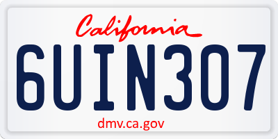 CA license plate 6UIN307