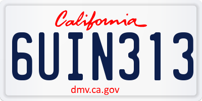 CA license plate 6UIN313