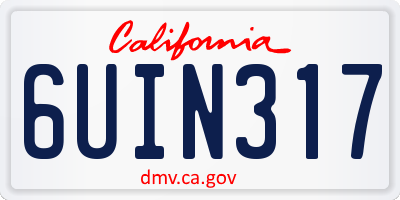 CA license plate 6UIN317