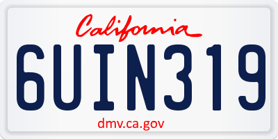 CA license plate 6UIN319