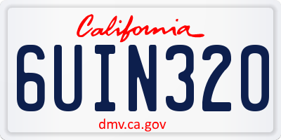 CA license plate 6UIN320