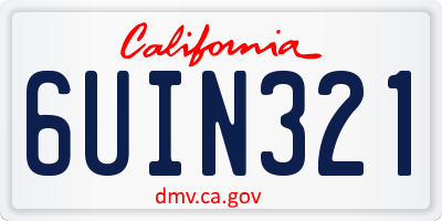 CA license plate 6UIN321