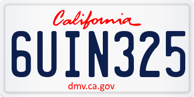 CA license plate 6UIN325