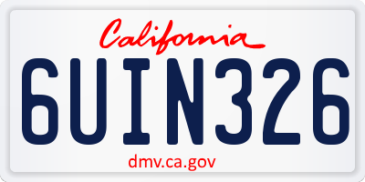 CA license plate 6UIN326