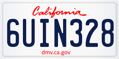 CA license plate 6UIN328