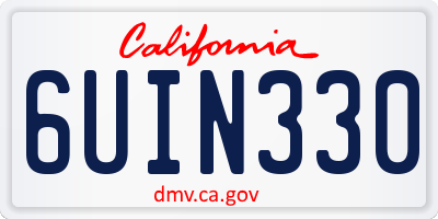CA license plate 6UIN330