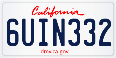 CA license plate 6UIN332
