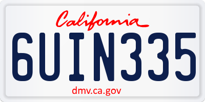 CA license plate 6UIN335