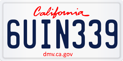 CA license plate 6UIN339