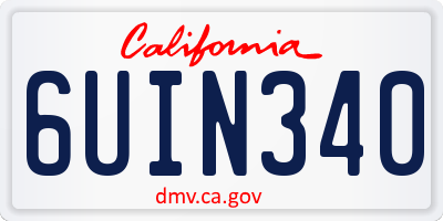 CA license plate 6UIN340