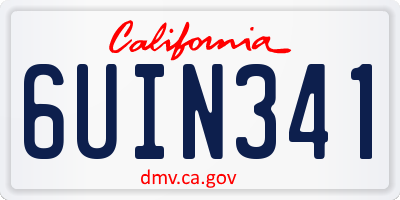 CA license plate 6UIN341