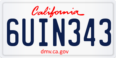 CA license plate 6UIN343
