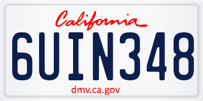 CA license plate 6UIN348