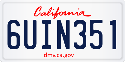 CA license plate 6UIN351