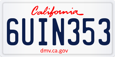 CA license plate 6UIN353