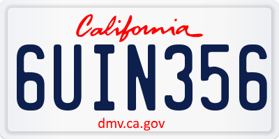 CA license plate 6UIN356