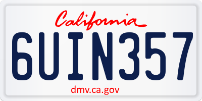 CA license plate 6UIN357