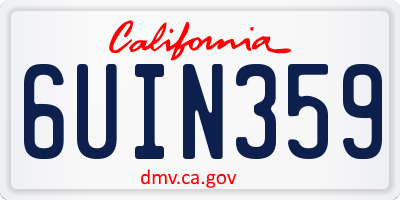 CA license plate 6UIN359