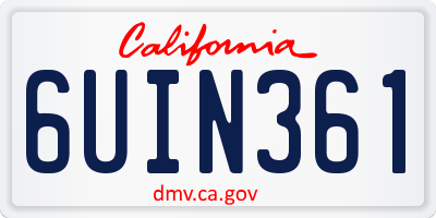 CA license plate 6UIN361