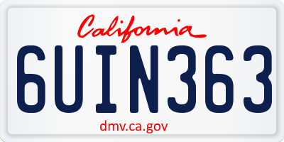 CA license plate 6UIN363