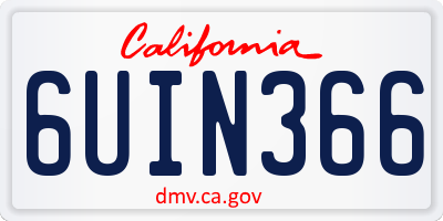 CA license plate 6UIN366