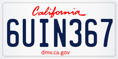 CA license plate 6UIN367