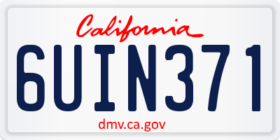 CA license plate 6UIN371