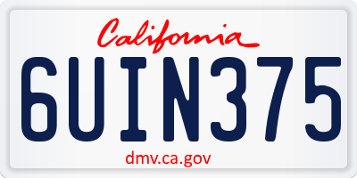 CA license plate 6UIN375