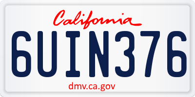 CA license plate 6UIN376
