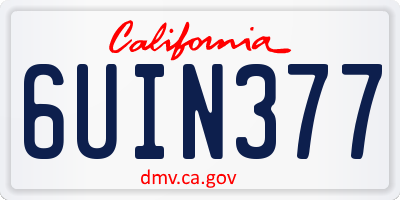CA license plate 6UIN377