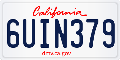 CA license plate 6UIN379