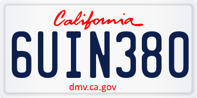 CA license plate 6UIN380