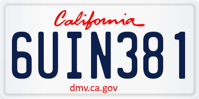 CA license plate 6UIN381