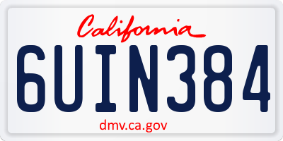 CA license plate 6UIN384