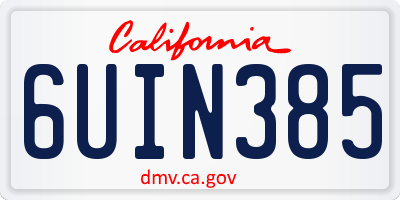 CA license plate 6UIN385