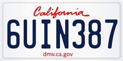 CA license plate 6UIN387