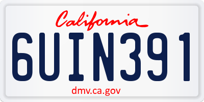 CA license plate 6UIN391