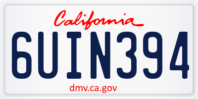 CA license plate 6UIN394