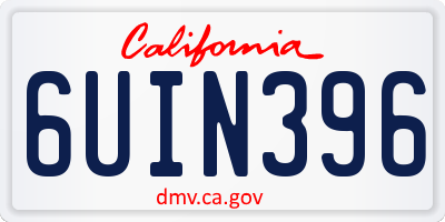 CA license plate 6UIN396