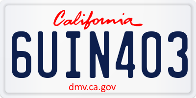 CA license plate 6UIN403